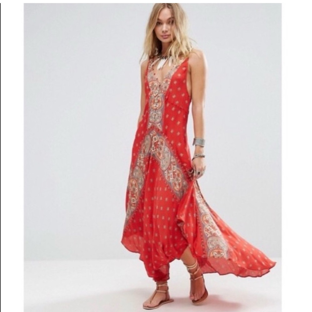 Intimately Free People Faithfully Yours Women’s Red Paisley Slip Dress Size S